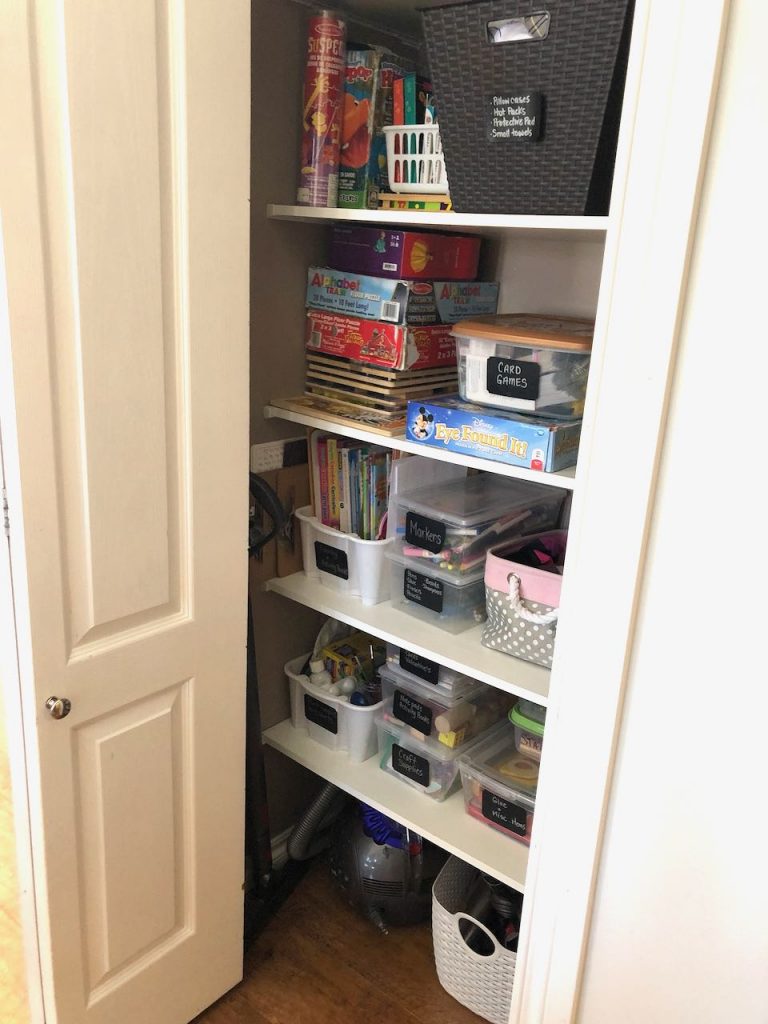 General overview of neatly organized linen closet