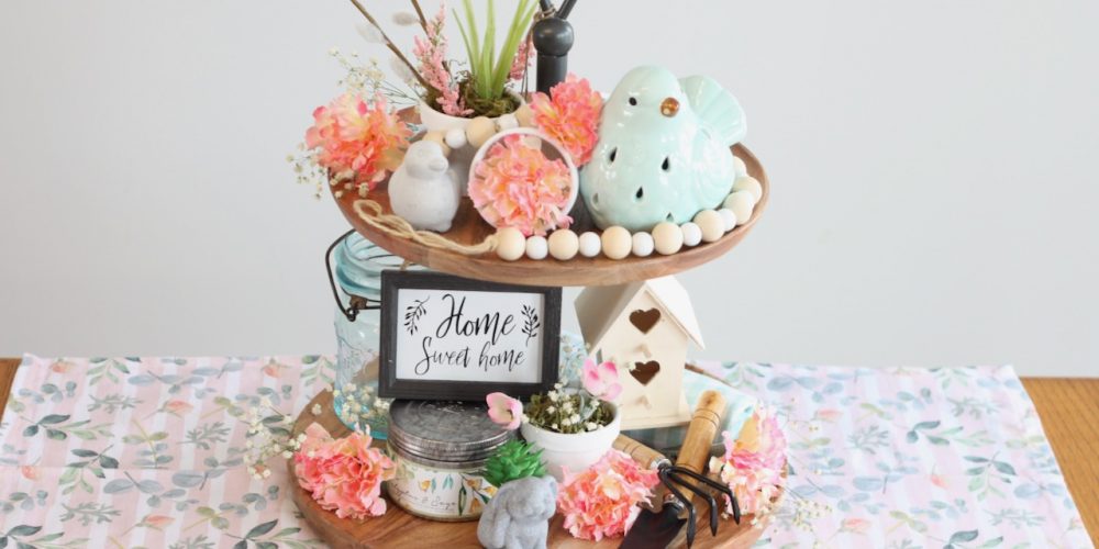How to decorate a tiered tray for spring