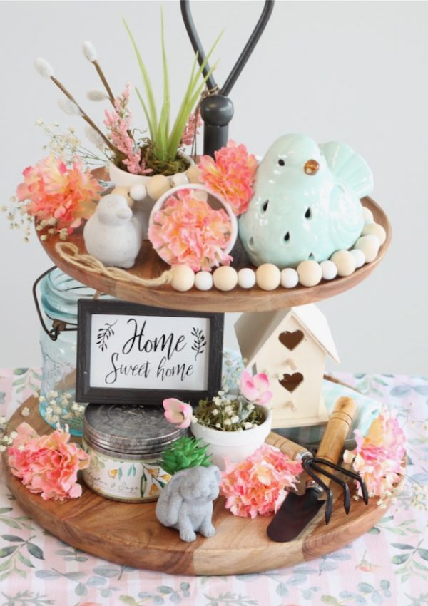 How To Decorate a Tiered Tray For Spring