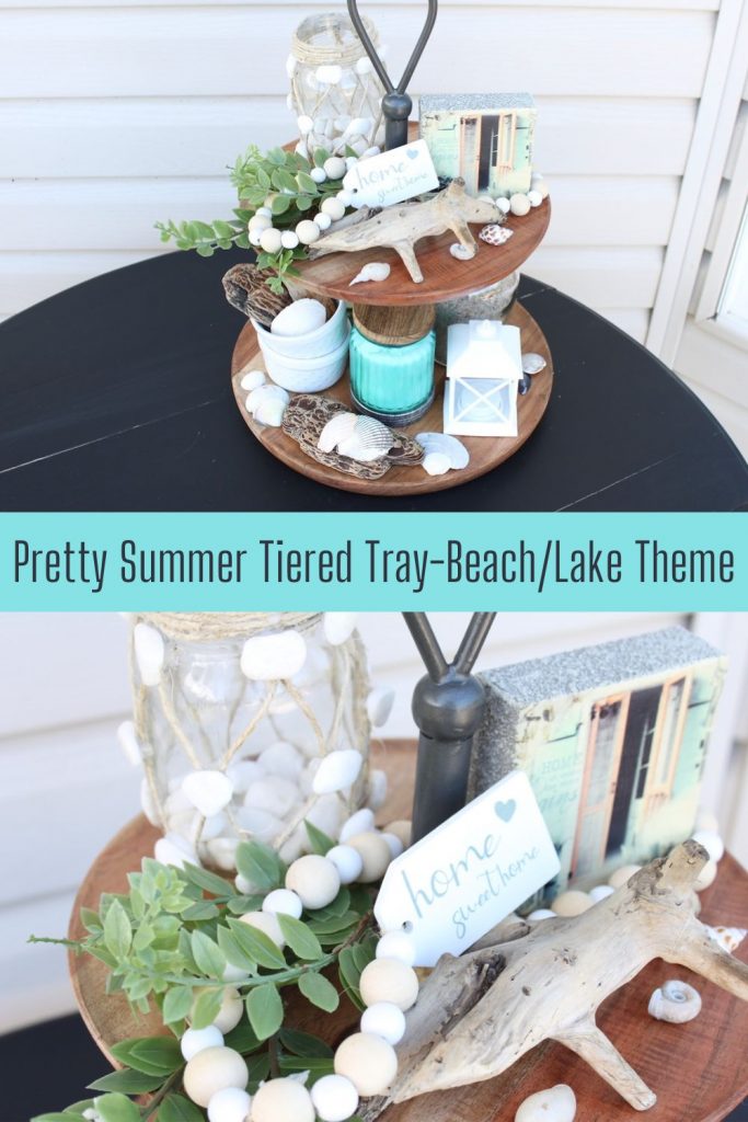 Pretty Summer Tiered Tray-Beach/Lake Theme