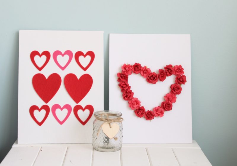 DIY Valentine's Day canvas heart art